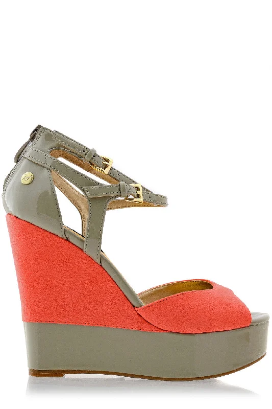 Stiletto Heel Pumps with Perfect Fit--BLINK FLORANCE Coral Taupe Strap Wedges-Fashionable & Classic