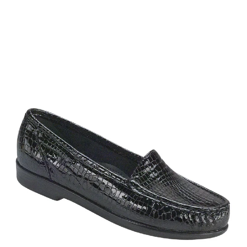 Stylish Slip-On Pumps for Quick Elegance---SAS Women's Simplify Slip on Shoe - Black Croc at Brandy's Shoes Made in USA