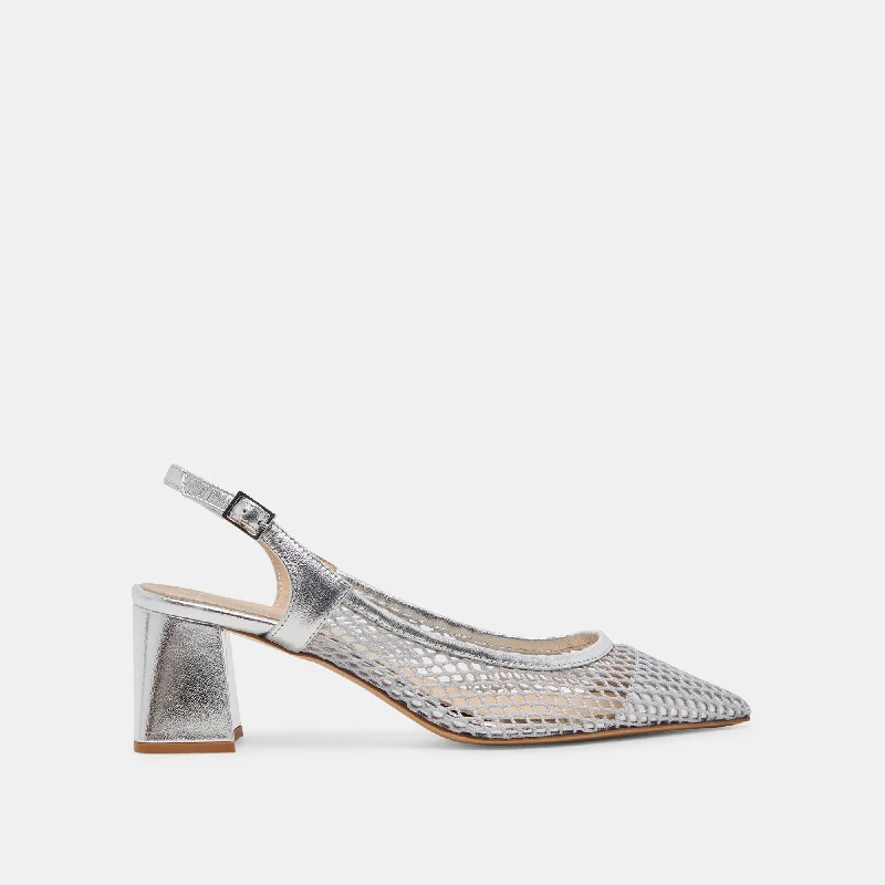 Stiletto Heel Pumps with Perfect Fit--BLONDI HEELS SILVER MESH-Fashionable & Classic