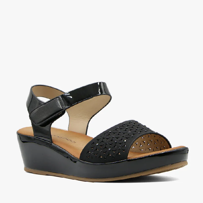 Versatile Heeled Sandals for Any Occasion---BLOSSOM BLACK