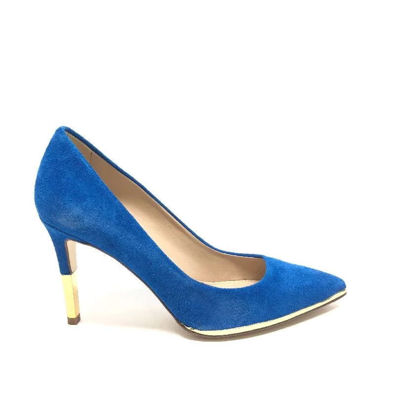 Stiletto Heel Pumps with Perfect Fit--Blue & Gold Shoes Heels Stiletto J. Crew, Size 5-Fashionable & Classic