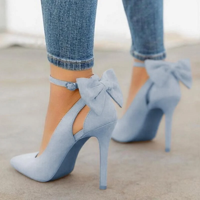 Versatile Heeled Sandals for Any Occasion---Blue Butterfly Heels Buckle Strap Shoes