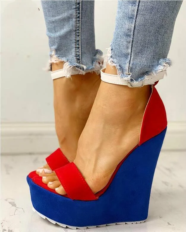 Stylish Platform Heels for Extra Height--Royal Blue Wedged Heel Platform