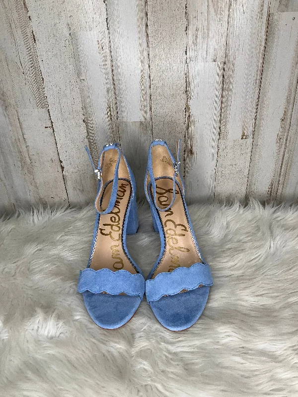 Blue Shoes Heels Block Sam Edelman, Size 8.5---Fashionable Kitten Heels for Date Night