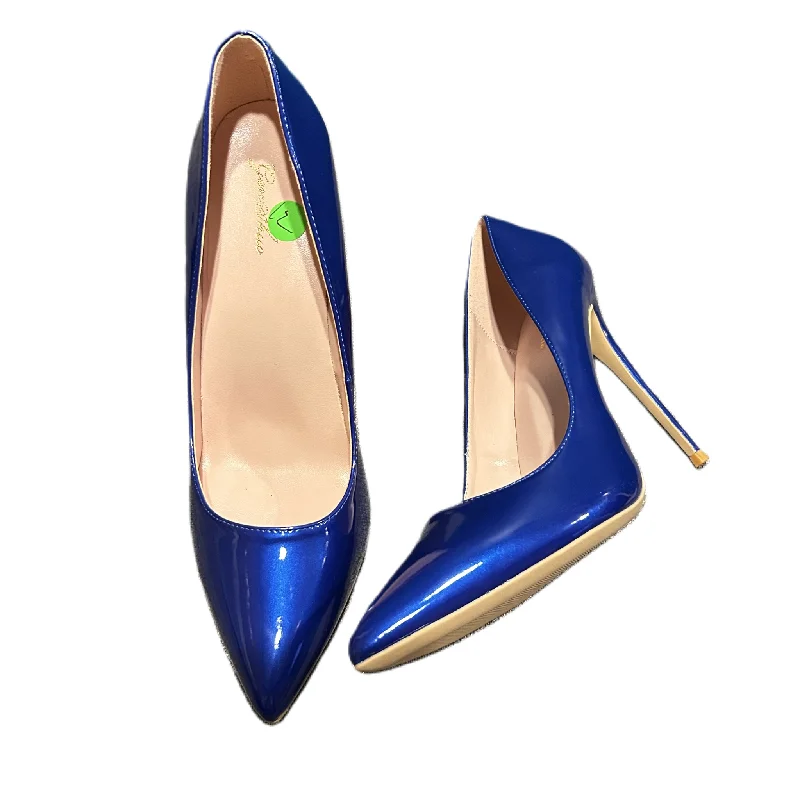 Stiletto Heel Pumps with Perfect Fit--Blue Shoes Heels Stiletto By Genshuo, Size: 12-Fashionable & Classic