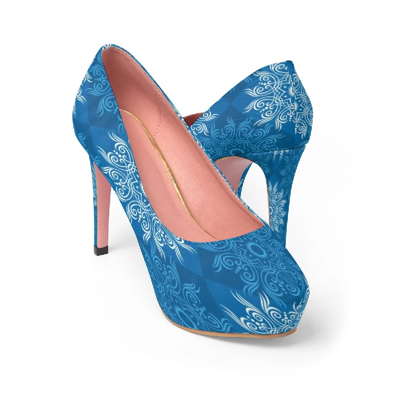 Stylish Platform Heels for Extra Height--Blue Snow Women's Platform Heels