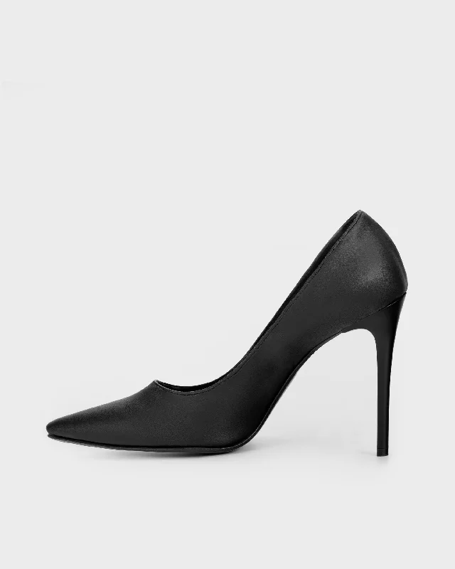 Stiletto Heel Pumps with Perfect Fit--Blacky Chic Nopal Cactus Leather Stilettos Black-Fashionable & Classic