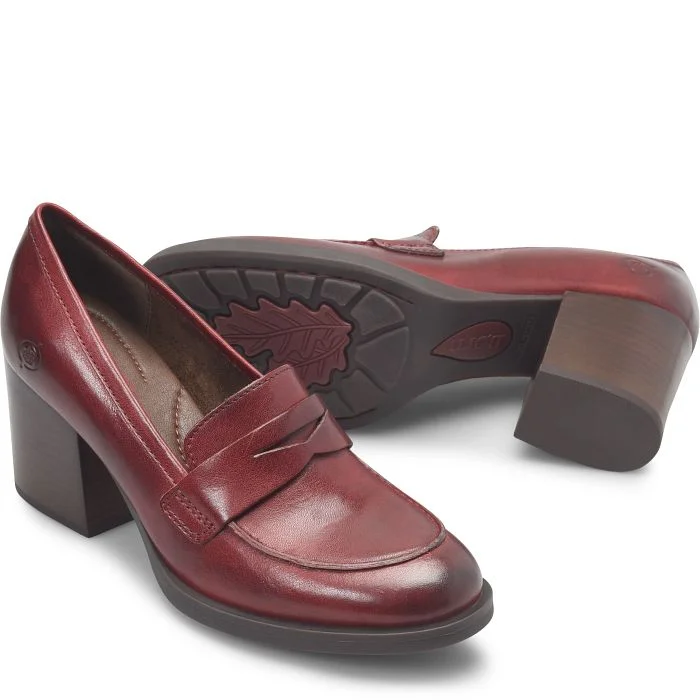 Trendy Chunky Heel Pumps for Casual Wear--BORN BR0051405 Holliston Women's Penny Loafer Heel