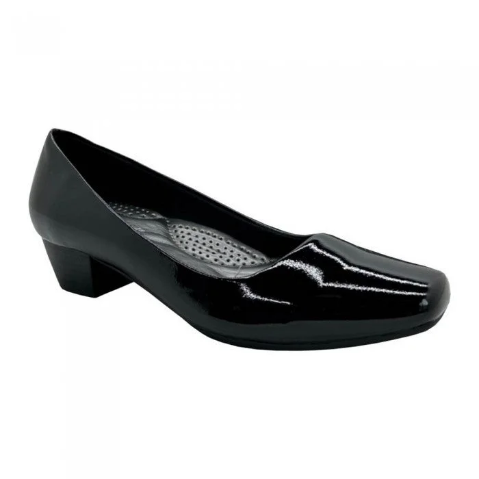 Sleek and Shiny Patent Pump Heels for a Polished Look--Boulevard Womens/Ladies Patent PU Low Heel Court Shoes