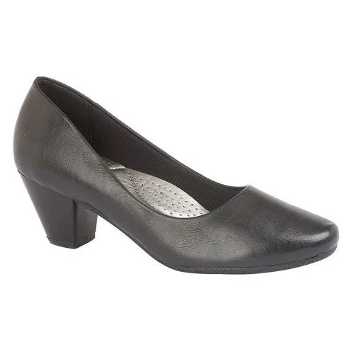 Boulevard Womens/Ladies PU Leather Plain Court Shoe (45mm Heel)---Comfortable Leather Pumps for Office and Everyday Wear