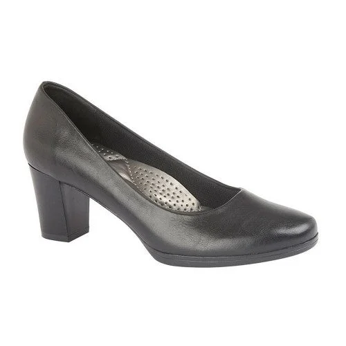 Boulevard Womens/Ladies PU Leather Plain Court Shoe (55mm Heel)---Comfortable Leather Pumps for Office and Everyday Wear