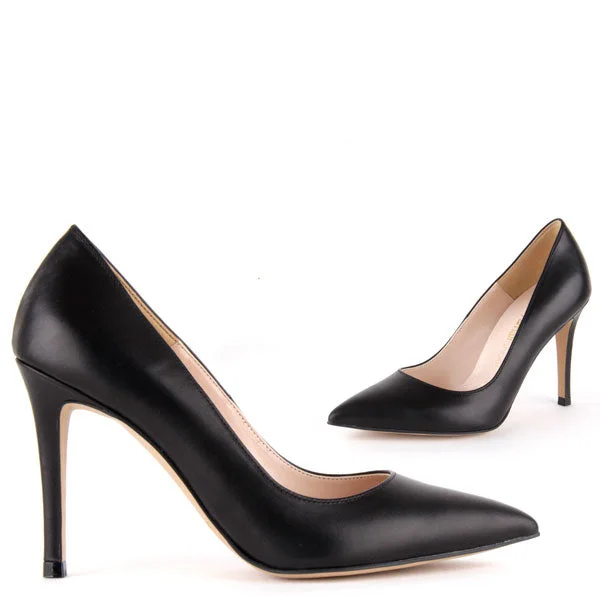 BRAMARE - black leather---Comfortable Leather Pumps for Office and Everyday Wear