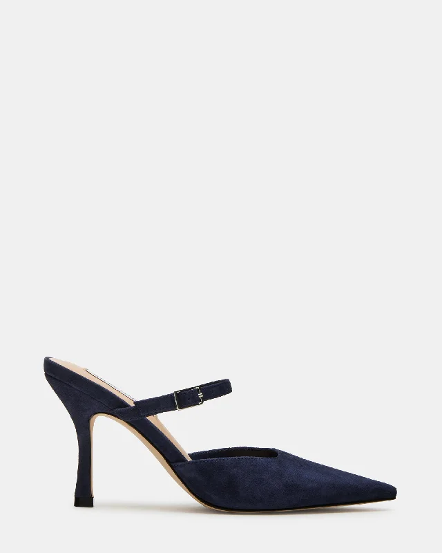 Affordable Suede Ankle Pumps for All-Day Wear--BRECKI NAVY SUEDE