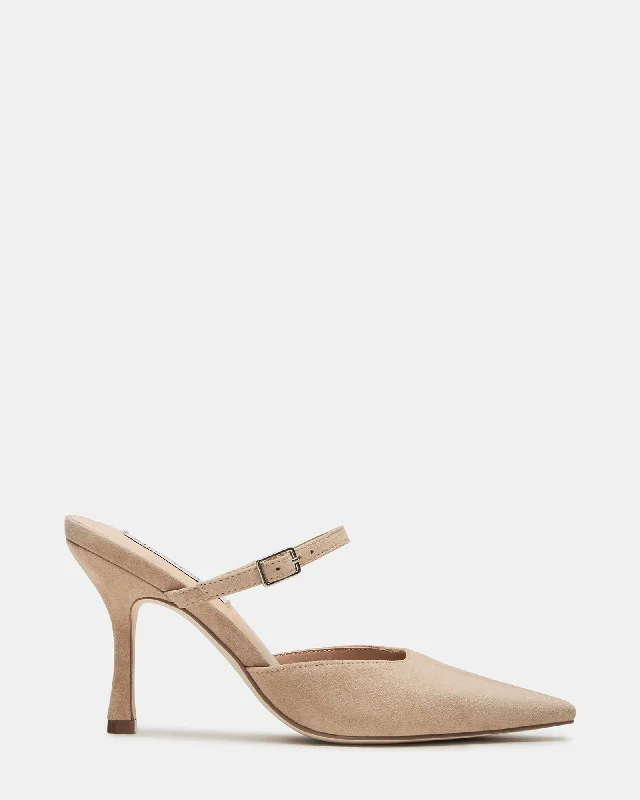 Affordable Suede Ankle Pumps for All-Day Wear--BRECKI TAUPE SUEDE