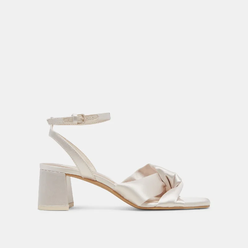 BRENNA HEELS IVORY SATINAffordable Satin Heels with a Luxe Touch