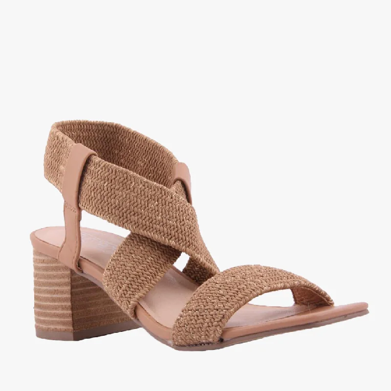 Trendy Chunky Heel Pumps for Casual Wear--BRONTE TAN WOVEN