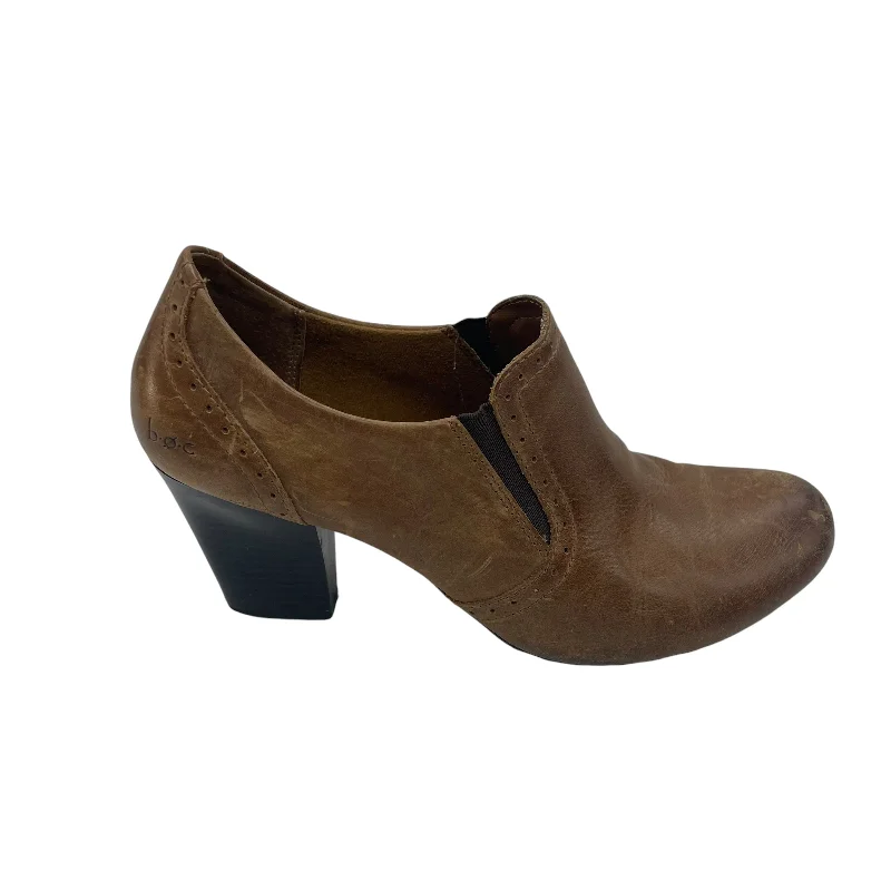 BROWN SHOES HEELS BLOCK by BOC Size:8.5---Fashionable Kitten Heels for Date Night