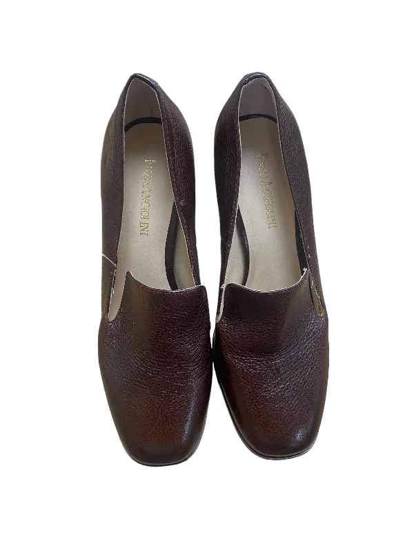 Brown Shoes Heels Block Enzo Angiolini, Size 6.5---Fashionable Kitten Heels for Date Night