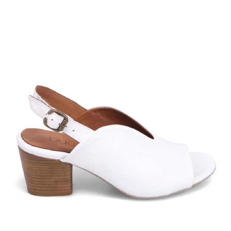 Bueno Women's Claire in White---Fashionable Kitten Heels for Date Night