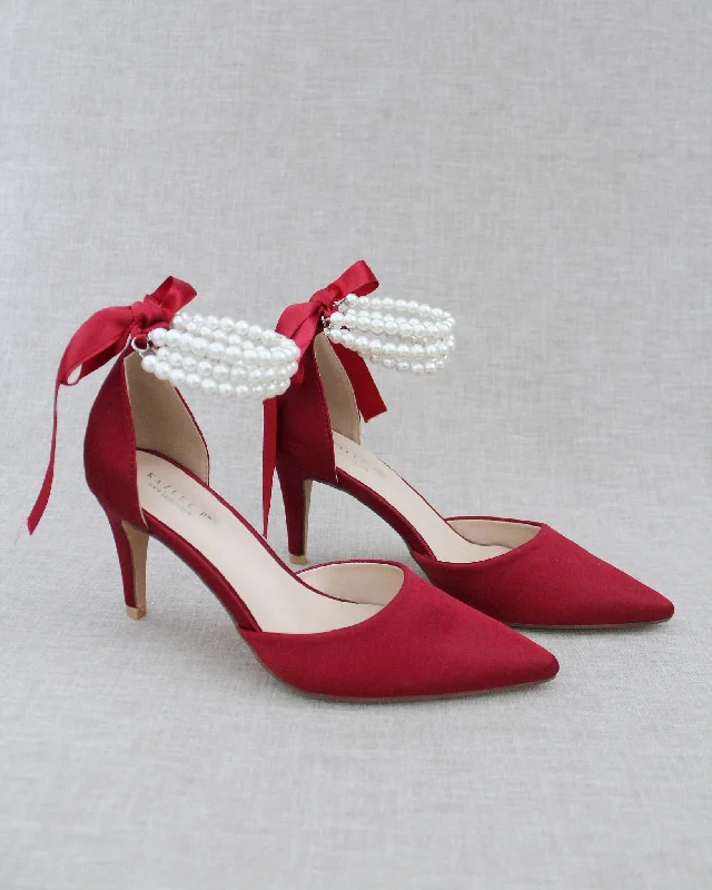 Trinity Pearl Wrap Evening Shoes---Elegant Evening Heels for Weddings and Parties