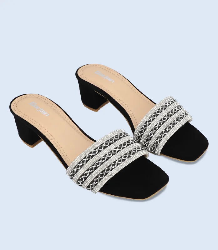 Versatile Heeled Sandals for Any Occasion---BW10016-BLACK-Women Slipper Heel