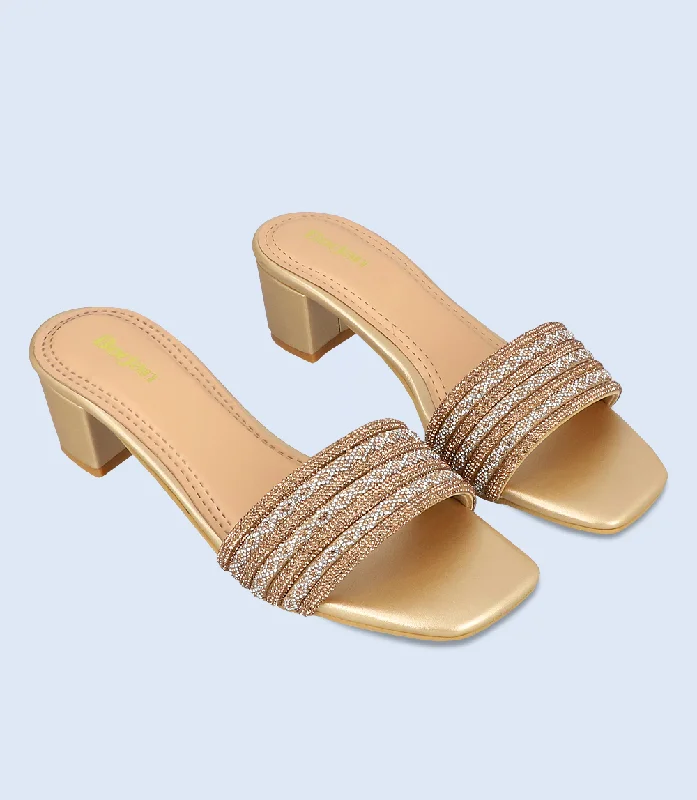 Versatile Heeled Sandals for Any Occasion---BW10016-GOLDEN-Women Slipper Heel