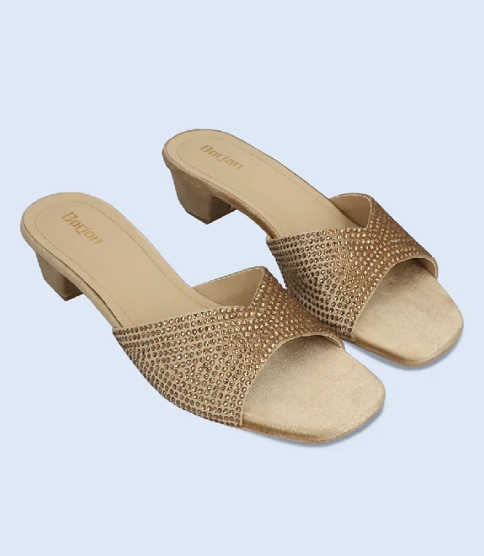 Versatile Heeled Sandals for Any Occasion---BW10061-GOLDEN-Women Slipper Heel