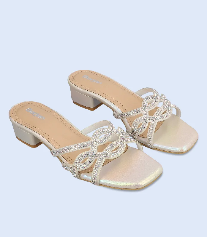 Versatile Heeled Sandals for Any Occasion---BW10077-IVORY-Women Slipper Heel