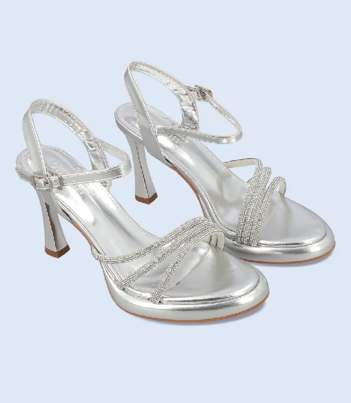 Versatile Heeled Sandals for Any Occasion---BW10163-SILVER-Women Heels