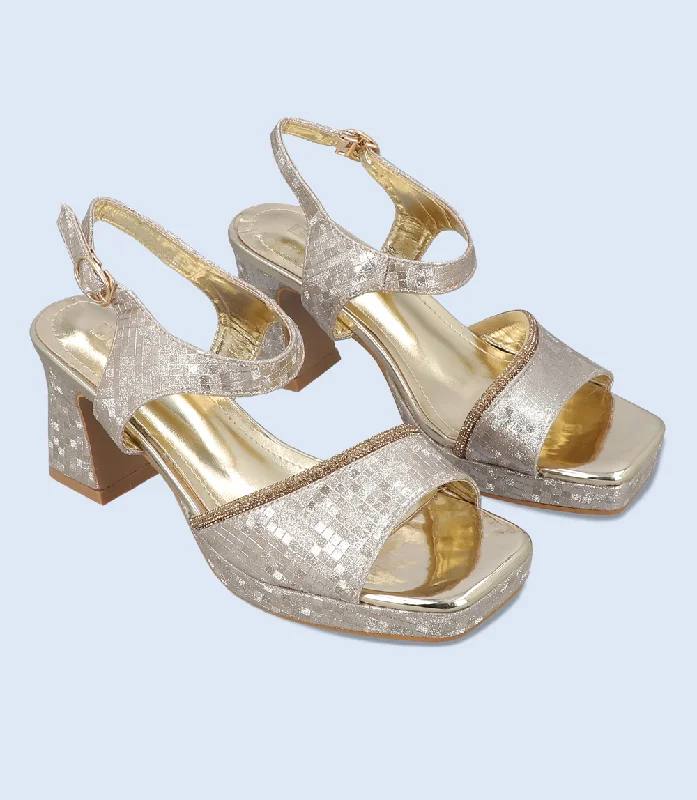 Versatile Heeled Sandals for Any Occasion---BW10166-GOLD-Women Heels