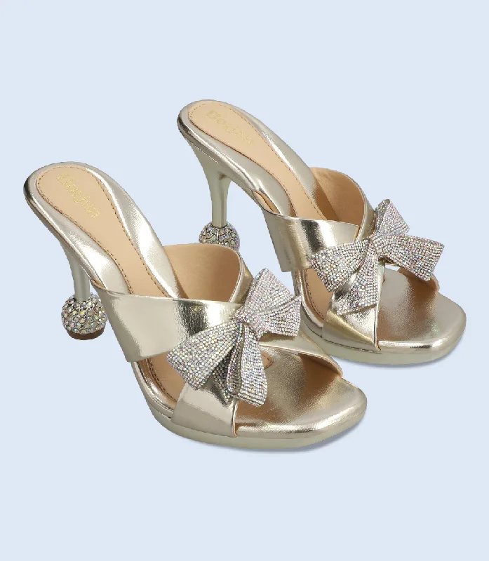 Versatile Heeled Sandals for Any Occasion---BW10198-GOLDEN-Women Slipper heel