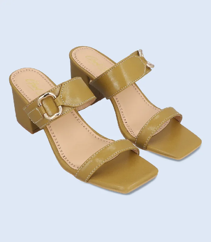 Versatile Heeled Sandals for Any Occasion---BW6327-OLIVE-Slipper Heel