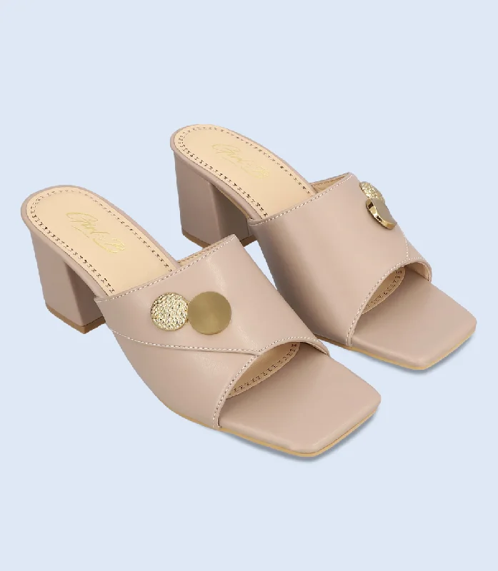 Versatile Heeled Sandals for Any Occasion---BW6330-KHAKI-Slipper Heel