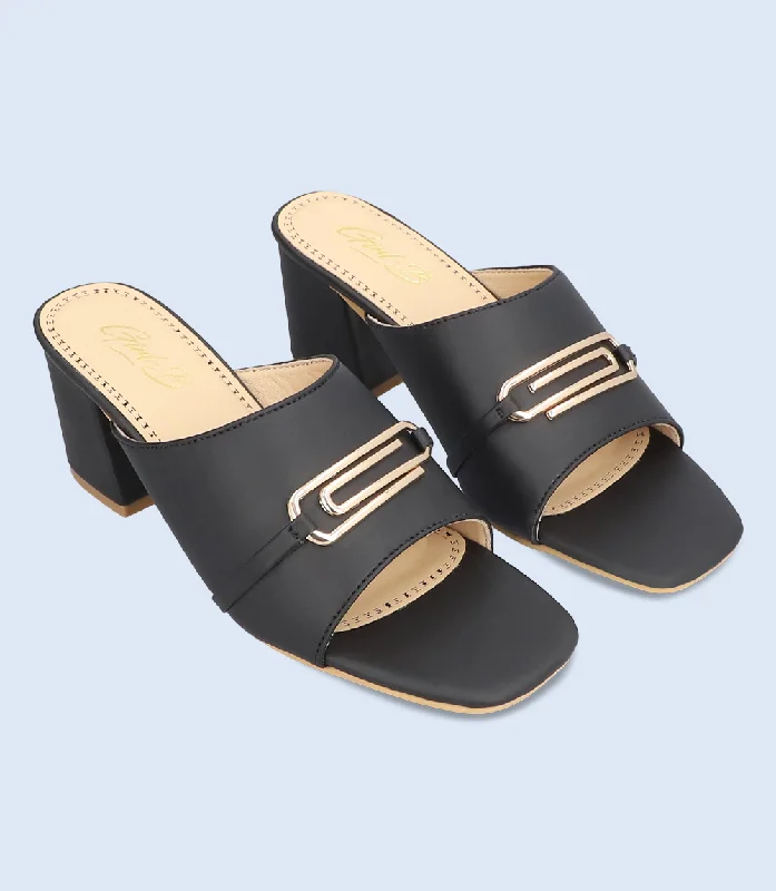 Versatile Heeled Sandals for Any Occasion---BW6332-BLACK-Women Slipper Heel