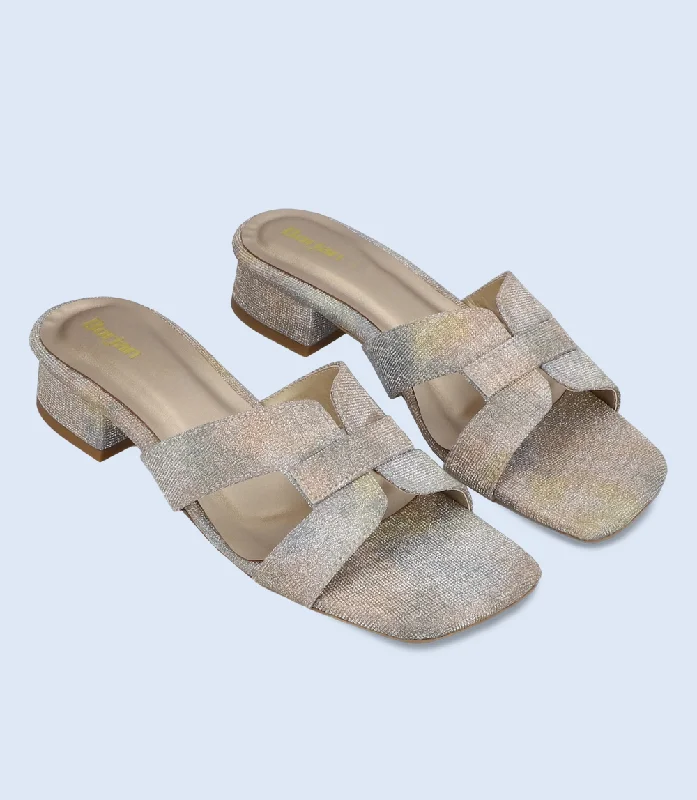 Versatile Heeled Sandals for Any Occasion---BW6639-DULL GOLD-Women Slipper Heel