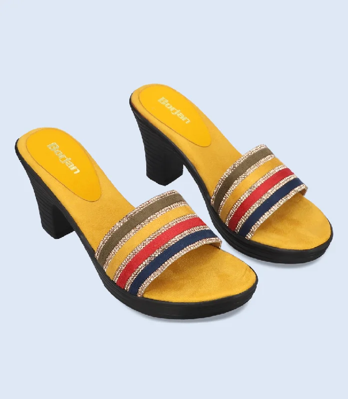 Stylish Platform Heels for Extra Height--BW9296-MUSTARD-Women Platform Heel