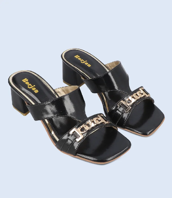 Versatile Heeled Sandals for Any Occasion---BW9360-BLACK-Women Slipper Heel