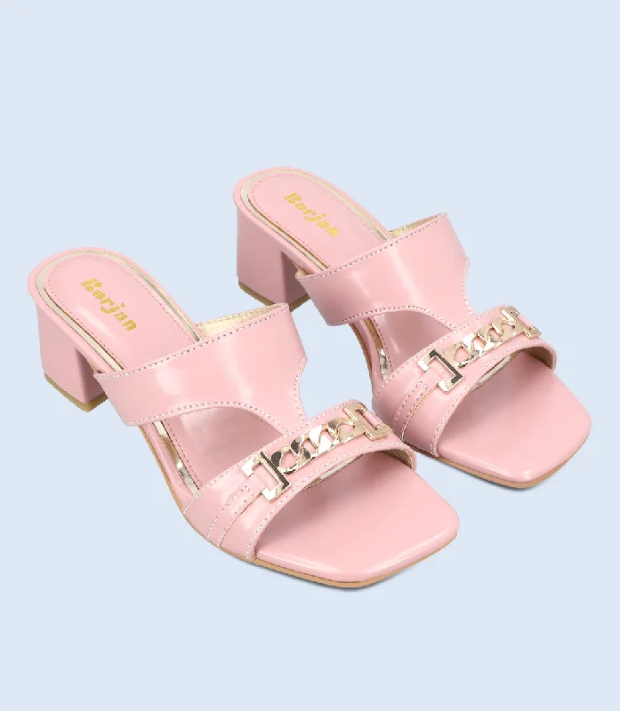 Versatile Heeled Sandals for Any Occasion---BW9360-T PINK-Women Slipper Heel