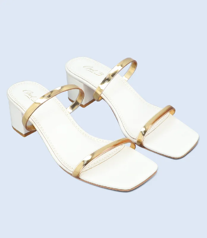 Versatile Heeled Sandals for Any Occasion---BW9380-WHITE-Women Slipper Heel