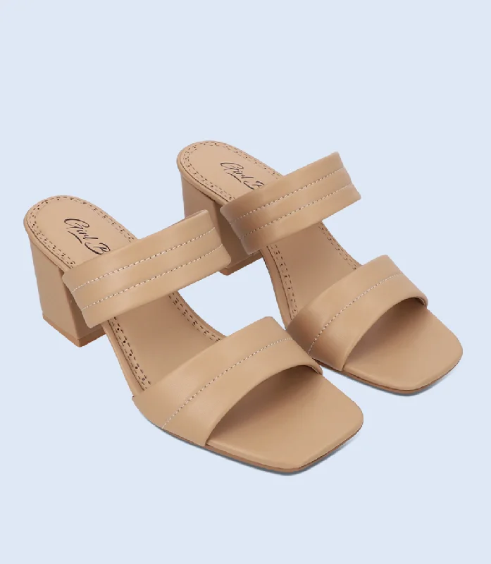 Versatile Heeled Sandals for Any Occasion---BW9393-NUDE-Women Slipper Heel