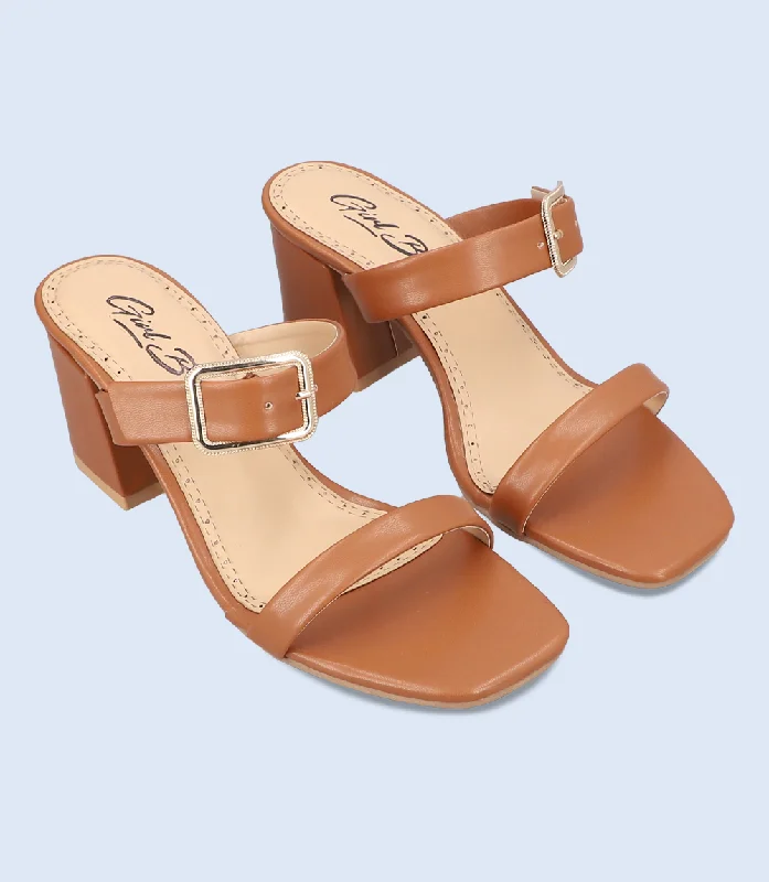 Versatile Heeled Sandals for Any Occasion---BW9395-TAN-Women Slipper Heel