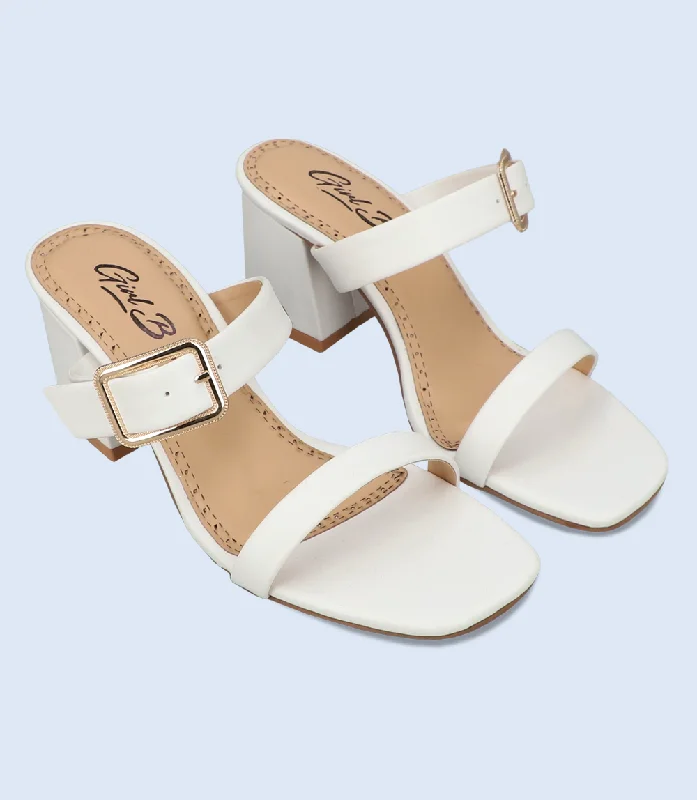 Versatile Heeled Sandals for Any Occasion---BW9395-WHITE-Women Slipper Heel