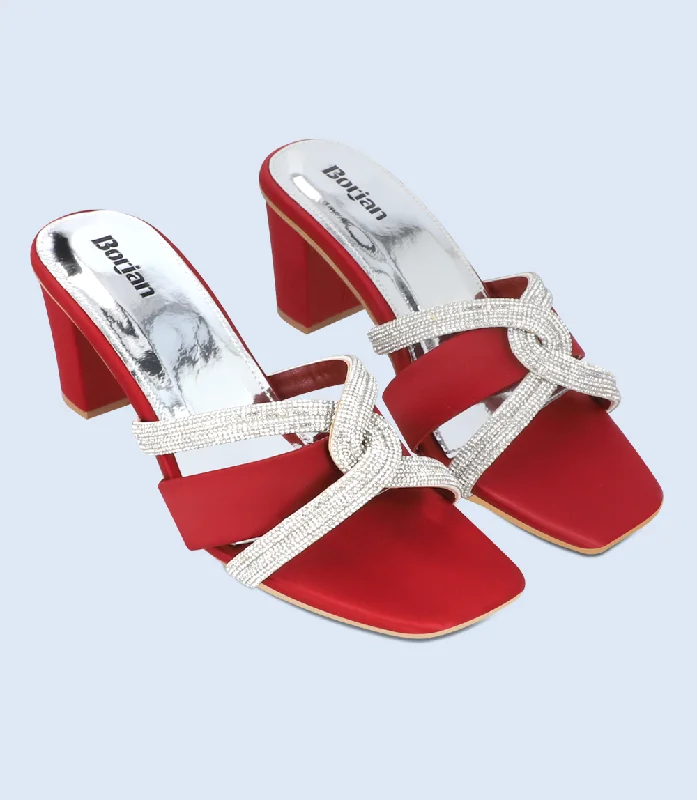 Versatile Heeled Sandals for Any Occasion---BW9441-MAROON-Slipper Heel