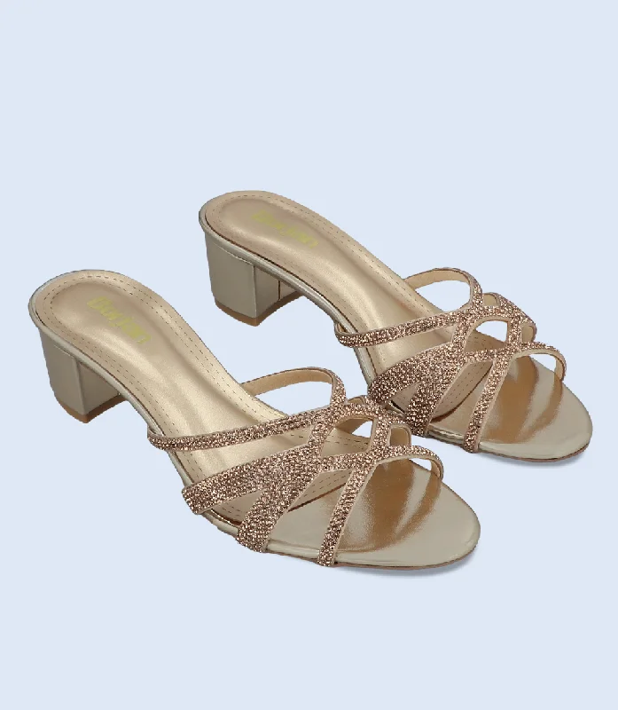 Versatile Heeled Sandals for Any Occasion---BW9623-GOLDEN-Women Formal Slipper Heels