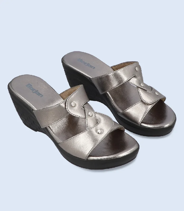 Stylish Platform Heels for Extra Height--BW9915-GREY-Women Platform Slipper