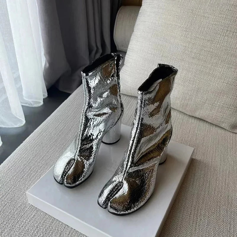 silver boots 7cm