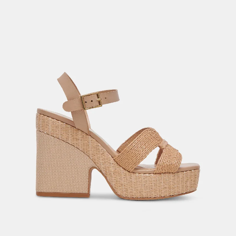 Stiletto Heel Pumps with Perfect Fit--CALE HEELS LT NATURAL RAFFIA-Fashionable & Classic