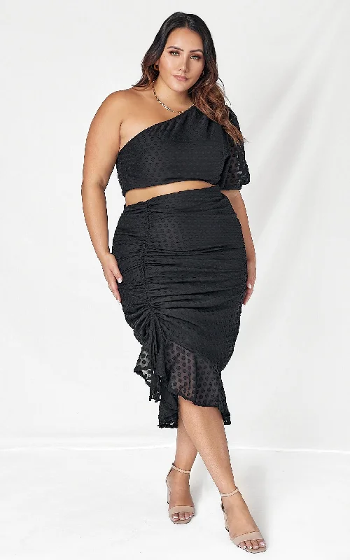 Women's stretchy denim skirts for all-day comfort -Cali Skirt - Black Texture