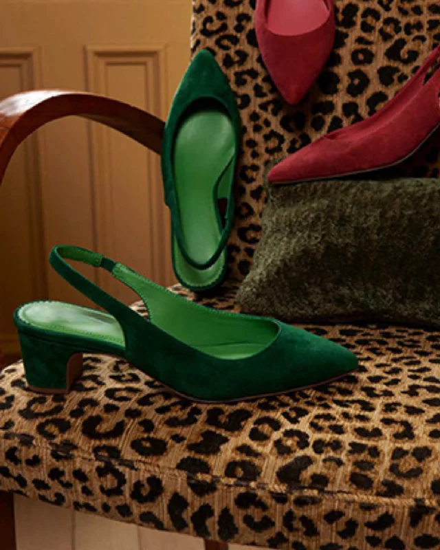 Stiletto Heel Pumps with Perfect Fit--Calla Slingback in Green-Fashionable & Classic