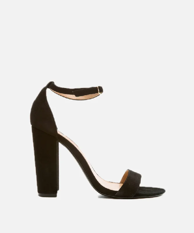 Affordable Suede Ankle Pumps for All-Day Wear--Carrson Heel - Black Suede